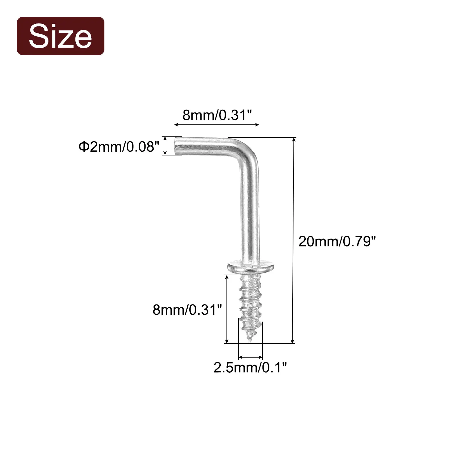 Uxcell 40/50/150Psc L Shape Hooks Right Angle Hooks Carbon Steel Small Screw in Hooks Right Angle Hook Hanging Silver/Gold/Black