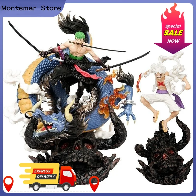 

One Piece - Black & Gold Zoro & Luffy Anime Figure Model Statue Collection Desktop Decoration Ornament Toys Gifts For Fan
