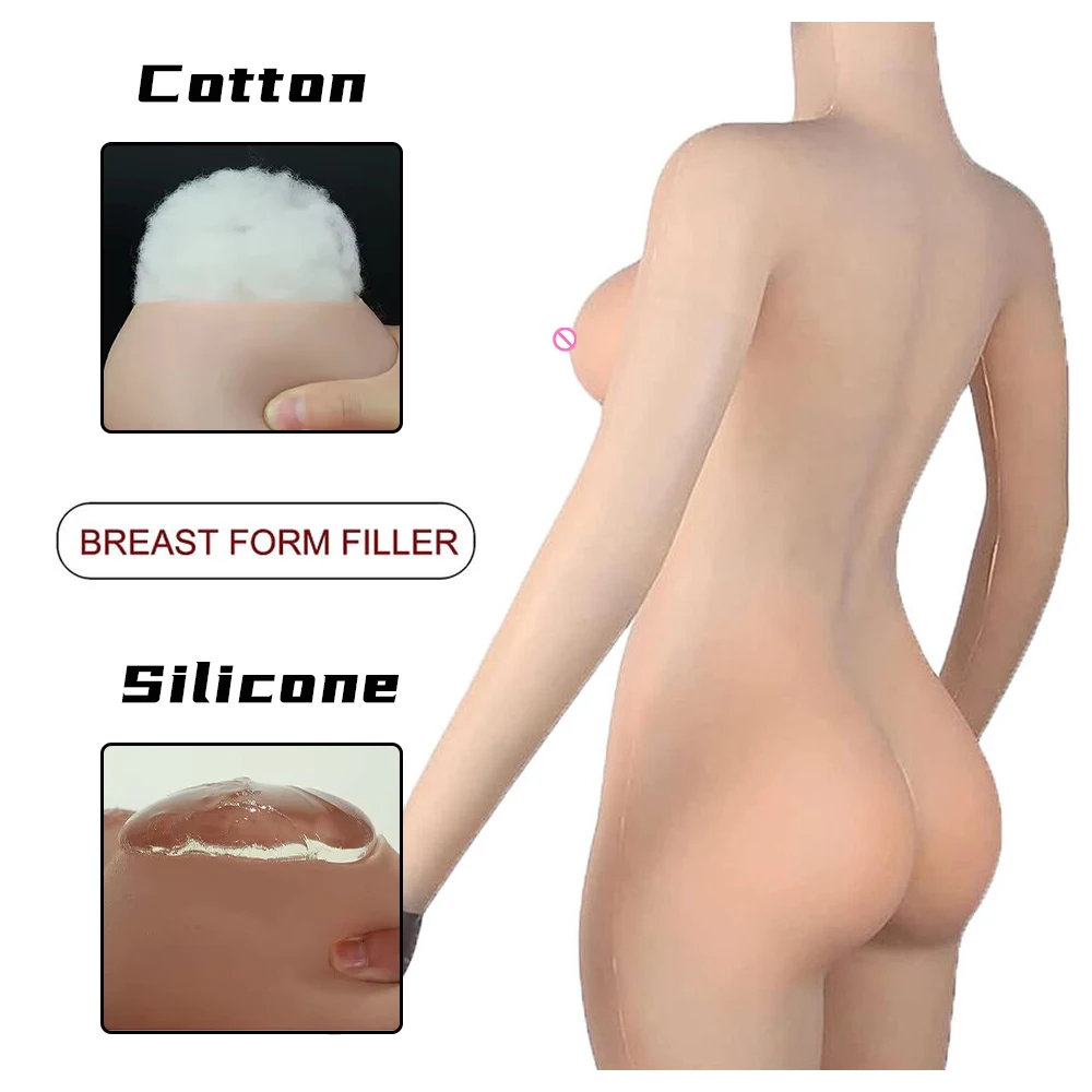 Artificial Breast Forms Fake Vagina Silicone Bodysuit with Arms for Crossdresser Transgender Sissy Shemale Crossdressing Cosplay