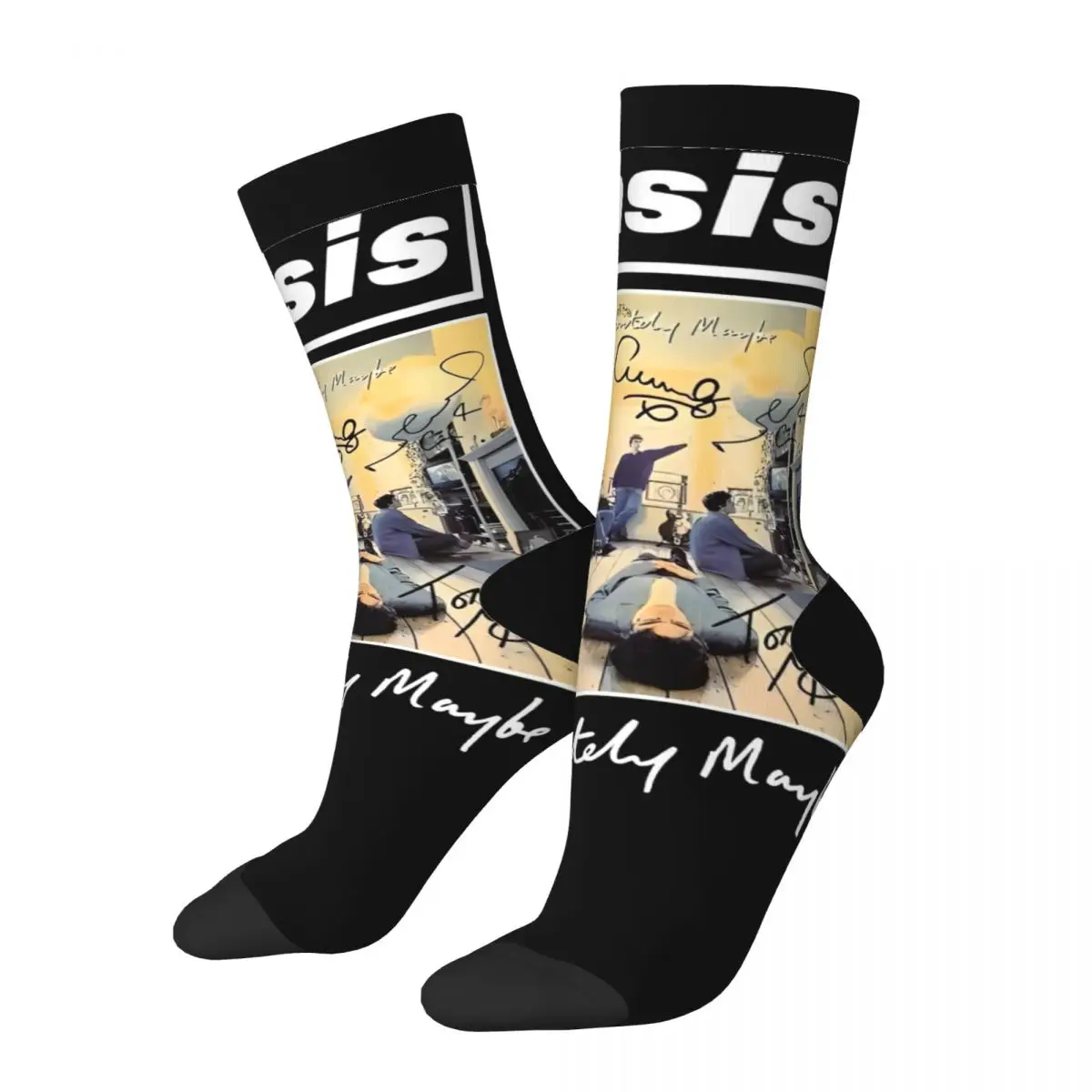 Colorful Sign Rock Band British Albums Soccer Socks O-Oasis Polyester Crew Socks for Women Men Breathable