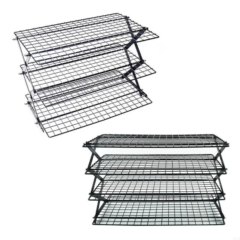 

X4YE Foldable Cooling Rack For Baking Camping Barbecues Adjustable Heights Design