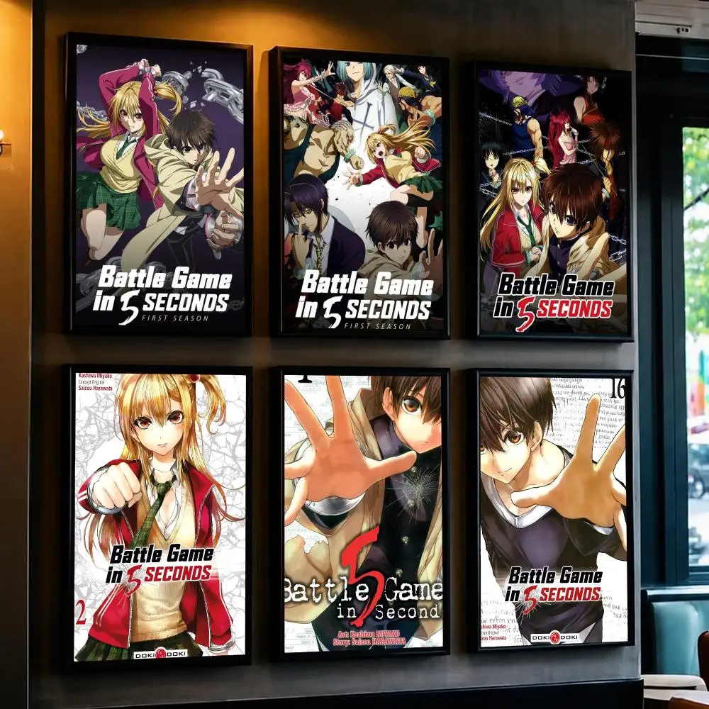 anime B-Battle Game in 5 Seconds-S Poster Minimalist Wall Sticker for Cafe Office Bar Home Decor and Gift