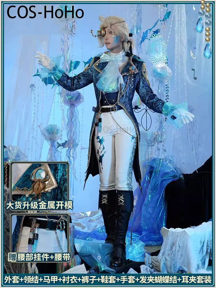 COS-HoHo Identity V Frederick Kreiburg Composer-Phantom Sail Game Suit Handsome Cosplay Costume Halloween Party Outfit Men