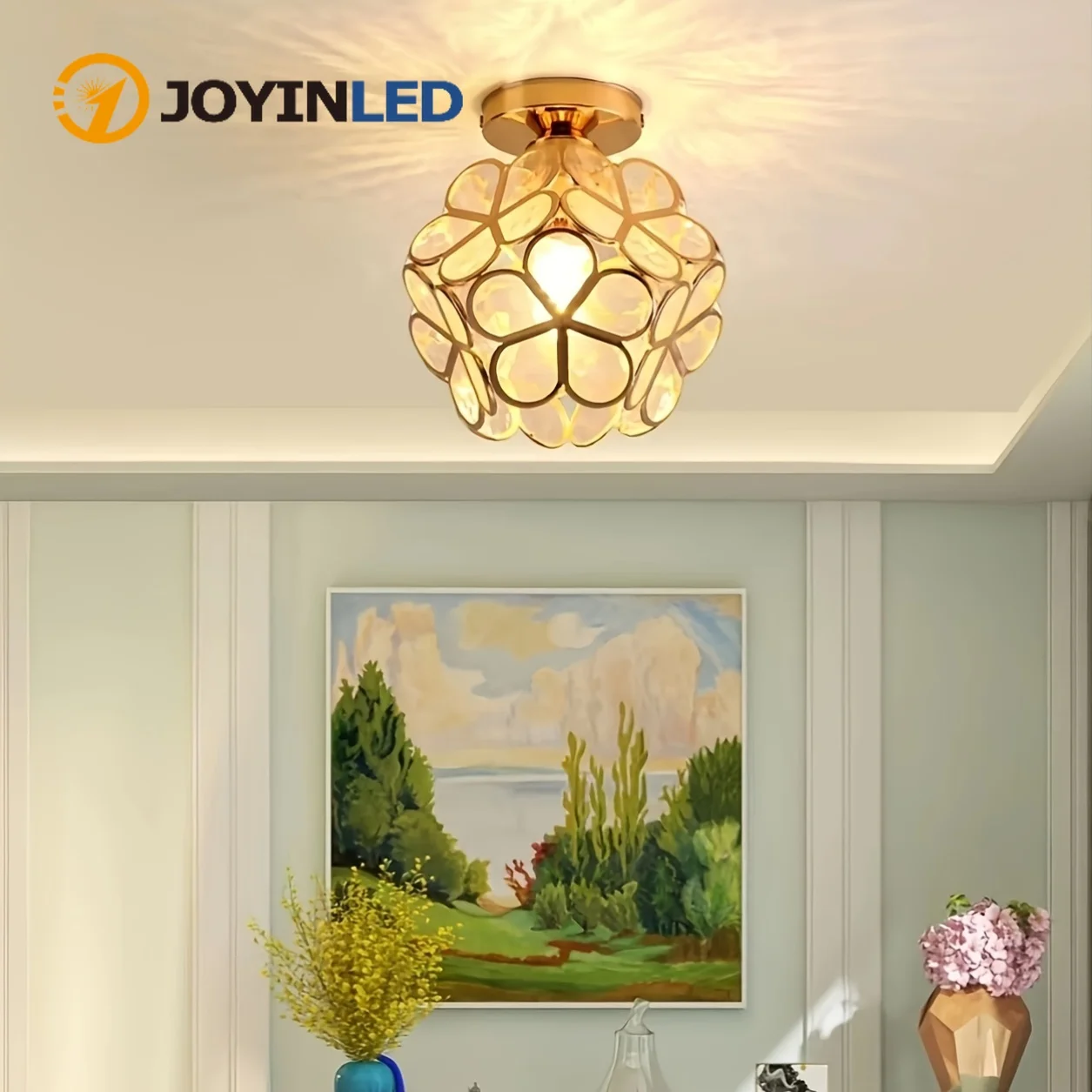 Modern Lighting Fixtures 20cm Petal Ceiling Lights Luxury Metal Ceiling Lamps Petal Flower Design Semi Flush Ceiling Chandeliers