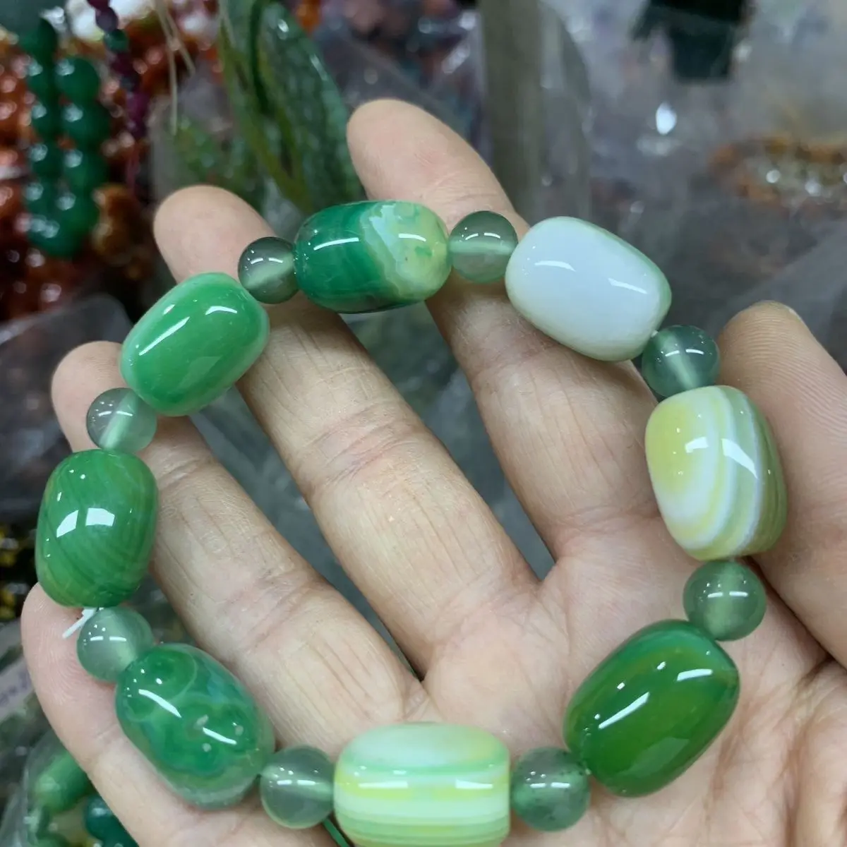 Madagascar Silk-twisted Agate Bracelet, Green Agate Transfer Bracelet, Men's and Women's Bracelet