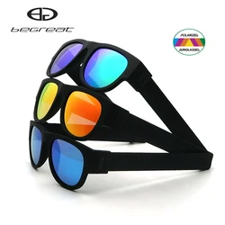 BEGREAT Men Polarized Folding Sunglasses Sport Foldable Wristband Shades for Driving Cycling MIRROR Sunglasses