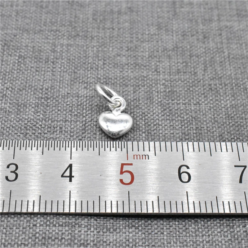 2 Pieces Small Heart Charms Double Sided in 925 Sterling Silver for Bracelet and Necklace Making