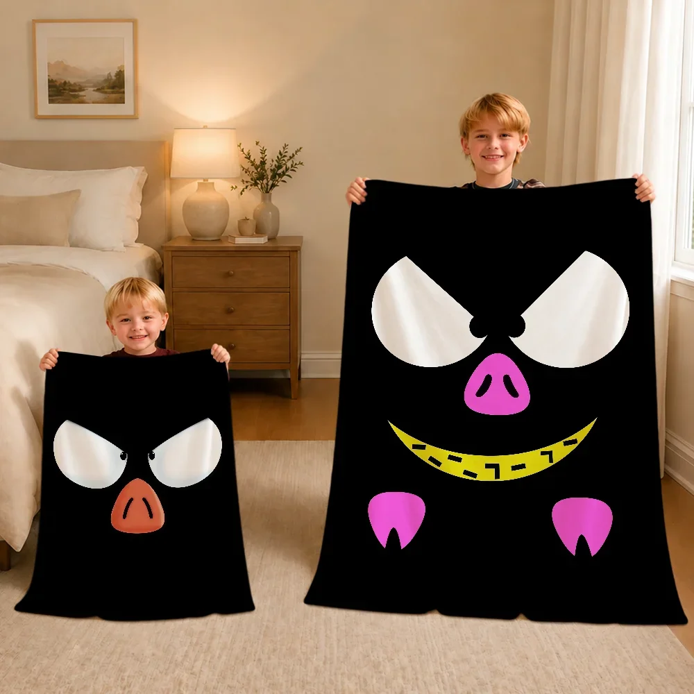 Cute Fun Cartoon Anime R-ranma P-chan Blanket Warm Soft Plush For Sofa Living Room Nap Home Bedroom Travel Gift Flannel Hogar