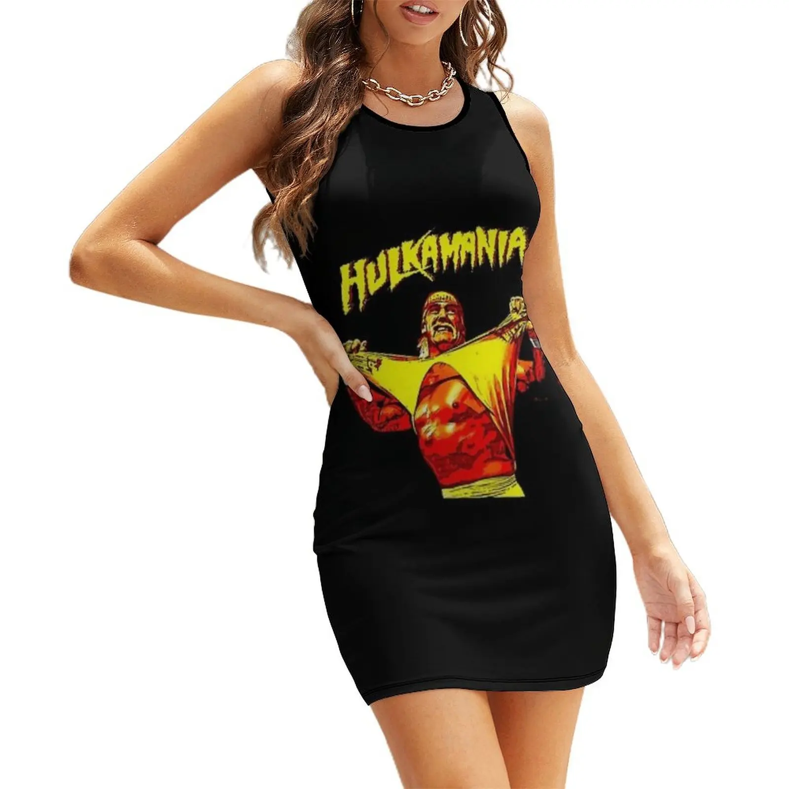 

Hulkamania Hulk Hogan Retro Comics Style Sleeveless Sundress Women's summer dresses beach outfits for women