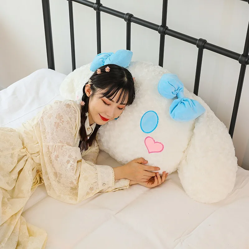 Almohada de sofá de gran tamaño, muñeco de peluche de dibujos animados de Sanrio Cinnamoroll, cojín de cama de perro, juguetes de peluche blancos,