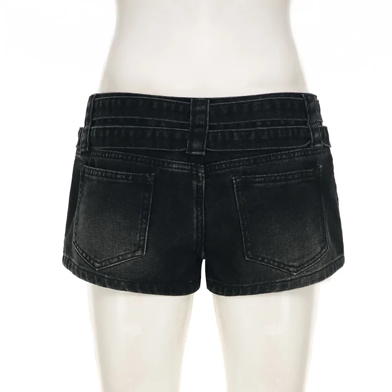 Niche American Vintage Zipper Belt Design Summer Hot Shorts Gothic Denim All Match High Street Women Pants Casual Y2k Shorts