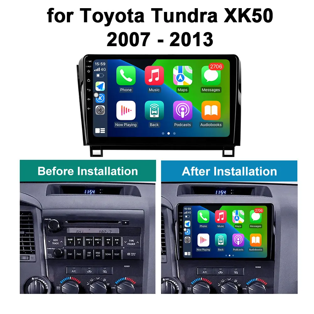 مشغل وسائط متعددة للسيارة لتويوتا تندرا ، XK50 ، استريو بنظام تحديد المواقع ، BT ، DSP ، وحدة رئيسية 4G ، راديو ، فيديو ، أندرويد أو إس ، 10 in