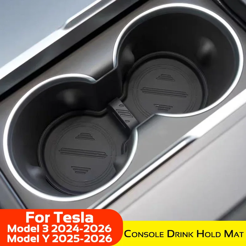 

Противоскользящий коврик-подстаканник для Tesla Model Y Juniper 3 Highland 2024-2026, вставка в консоль, подставка для стакана из TPE, аксессуары