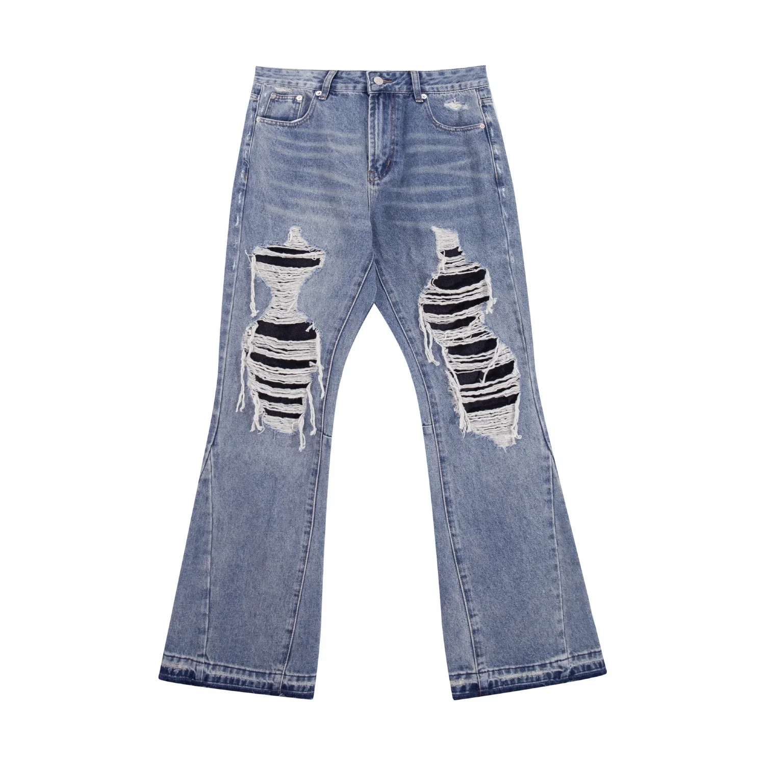 هاي ستريت الرجال النساء قسم جديد المرقعة هامش غسلها الأزرق الدنيم السراويل مايكرو مضيئة شارع العليا العصرية السراويل غير رسمية متعددة الاستخدامات #5