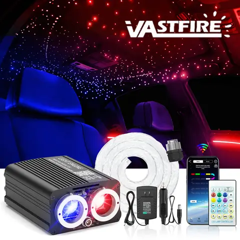 18W 2in1 Dual Port Twinkle&Meteor Car Roof Star Light Music APP Control Sparkling Starry Sky Integrated Atmosphere light For Car