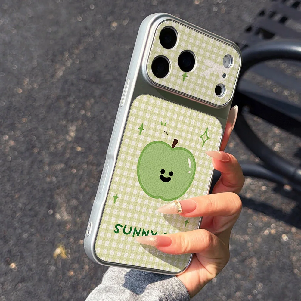 Phone Case For iPhone 18 17 16 15 14 13 11 12 Pro Max Cases Kawaii Smiley Green Fruits Shockproof With A Bracket Fundas - view 6