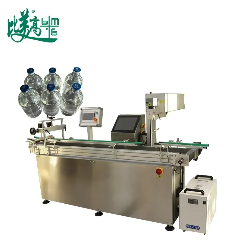 Automatic PET Glass Bottle Unscrambler Conveyor with Integrated UV Date Coder Machine Supports PLE BMP AI Graphic