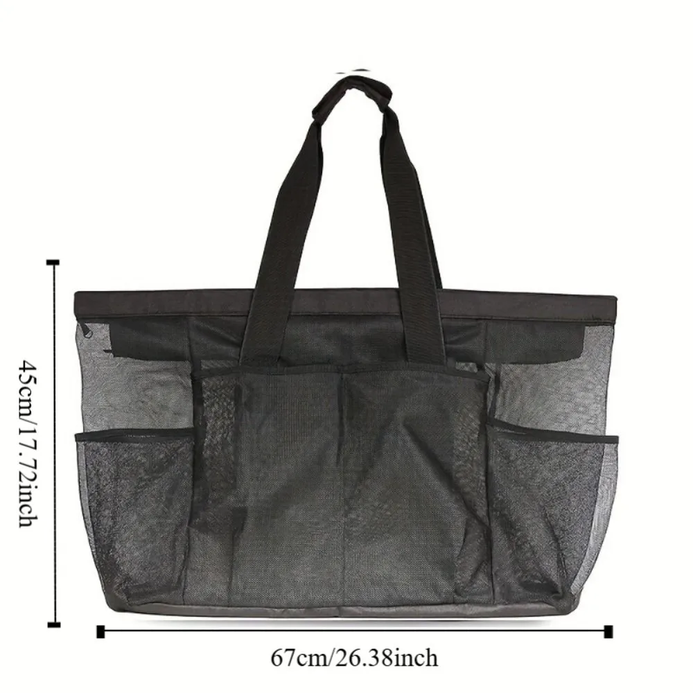 Borsa da spiaggia in rete di grande capacità Borsa da viaggio leggera con coulisse con manico Borsa da bagno portatile ad asciugatura rapida