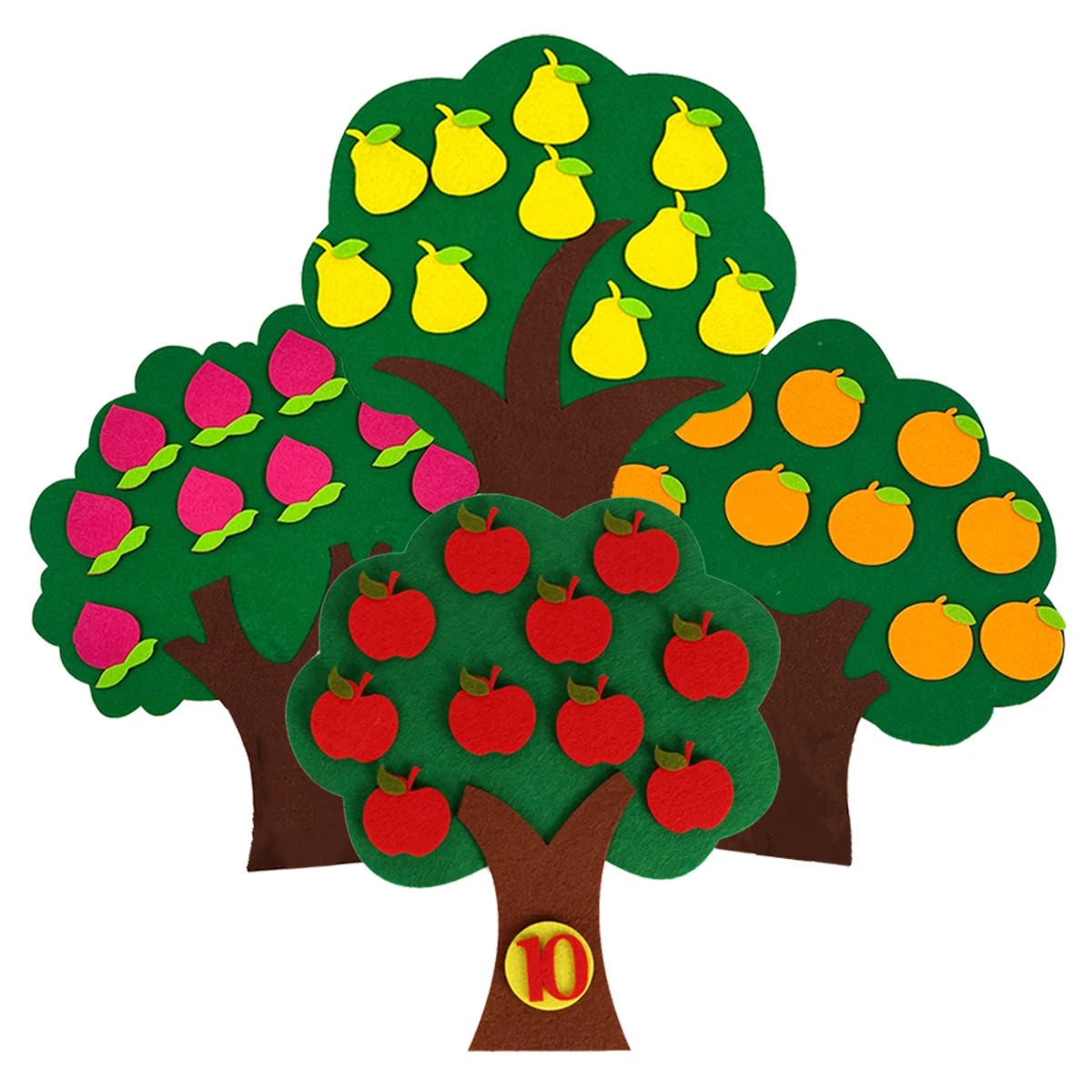 4 Styles Available Fruit Tree Puzzle Felt Children Early Education Toys Kindergarten Color Number Fruit Cognitive Teaching Aids