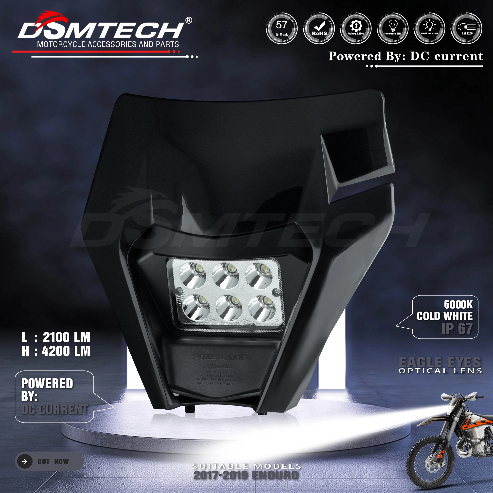 

DSMTECH мотоциклетная фара, светодиодная для KTM SX F EXC XCF SMR 2014 2015 2016 2017-2023, универсальный велосипед для грязи MX Enduro