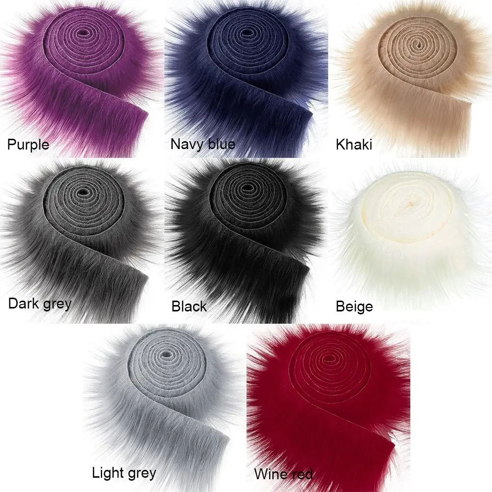 Trimming Winter Costume Fluffy Apparel Sewing Faux Fur Ribbon Tapes Trim Fabric Roll Plush Fur Stripe Long Plush Fur Fabric