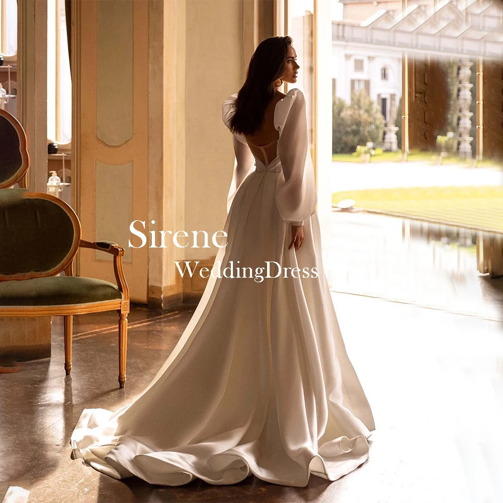 Sirene-Robe de Mariée Longue en Satin Ivoire, Élégante, Longueur au Sol, Ligne A, sur Mesure, Éducative, pour Femme, 2024