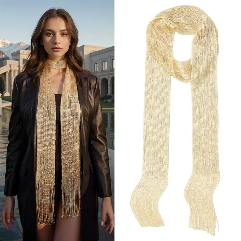 

Trendy Thin Long Tassel Scarf Vintage Multi-purpose Neckwear Scarf Luxury Brand Designer Retro Thin Scarf Decoration Neckerchief