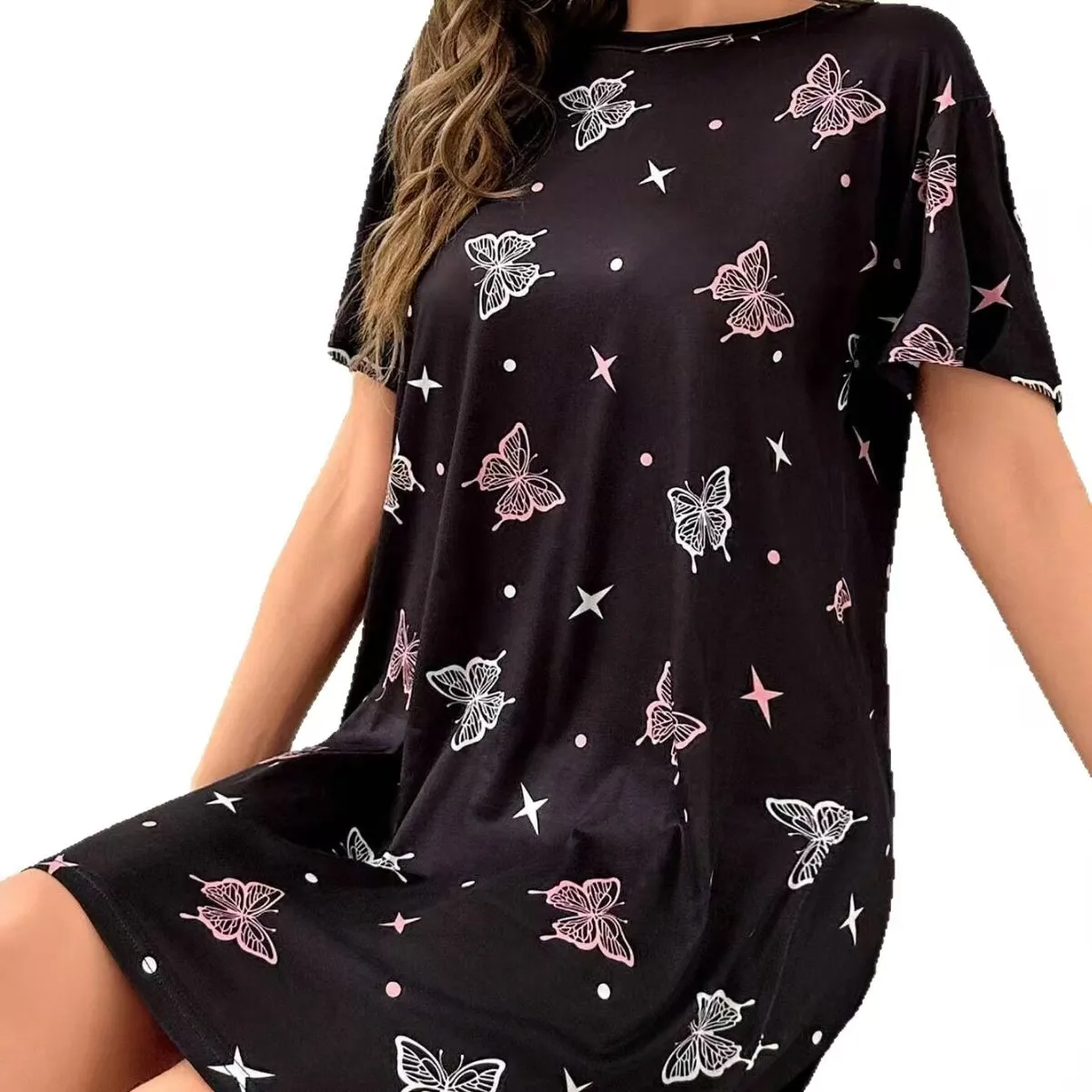 Nightdress Casual Round Neck Sleep Dress Women's Sleepwear Dresses 5