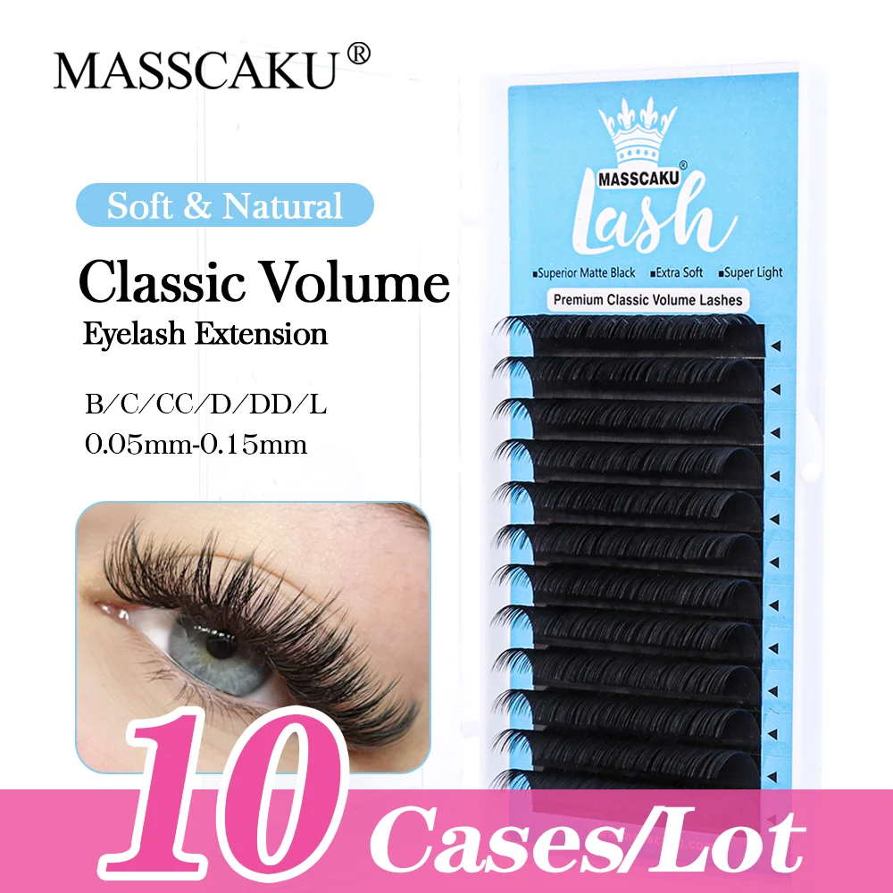 

10cases/lot Fast delivery faux mink soft classic eyelash 12row matte deep black premium hand-making individual eyelash extension