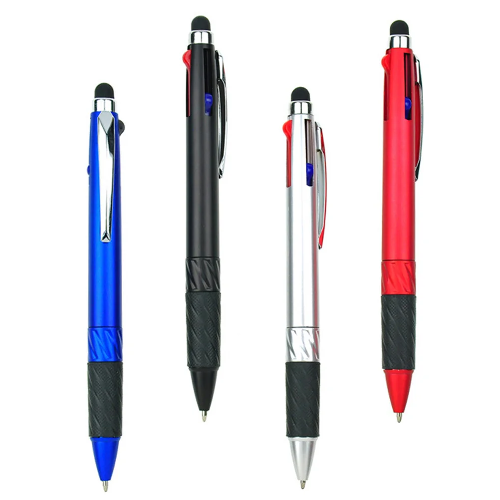 

4 Pcs Multifunction Stylus Conference Pens Ballpoint 3-color Metal Clip Portable Writing Meeting