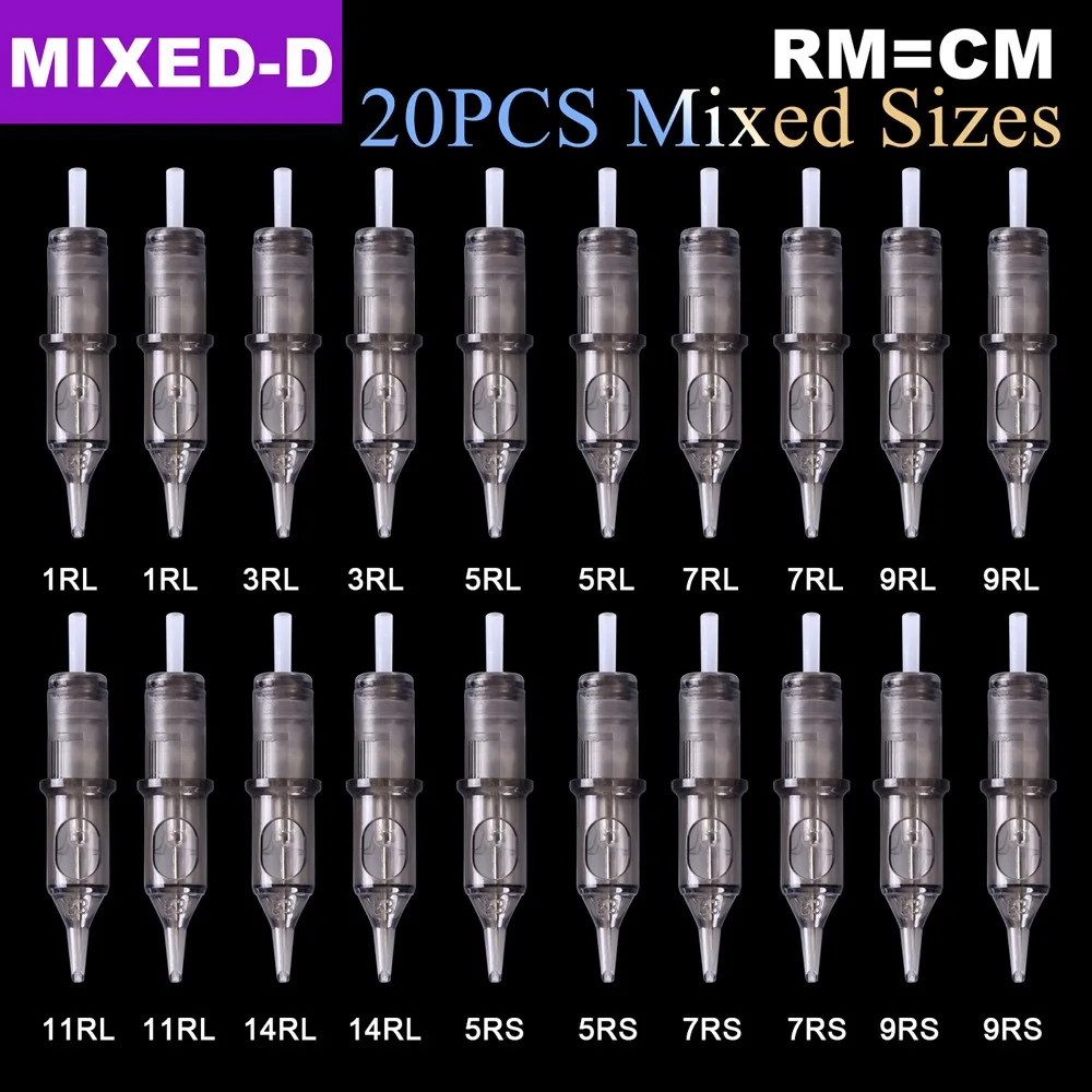 20pcs Professional Tattoo Cartridge Needles Microneedling Bayonet Cartridge Tip Derma Pen Face Beauty Meso Machine RL RS