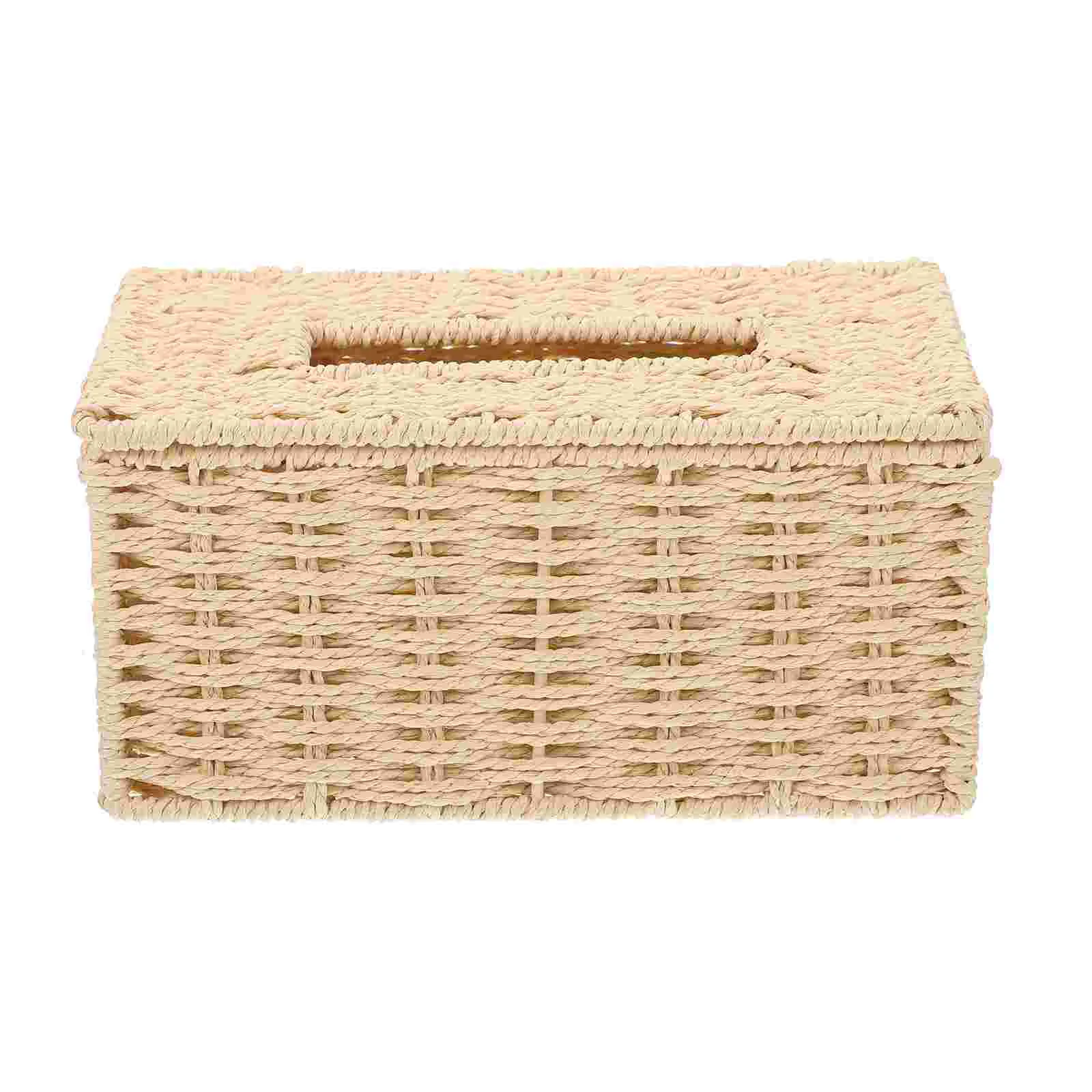 

Woven Tissue Box Paper Rope Case Living Room Holder Napkin Storage Simple Design Bohemian Style Material Home Decor
