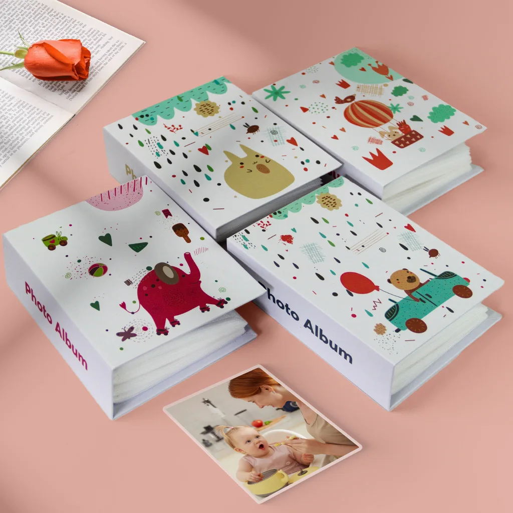 4x6 Photo Album with 100 Pockets, Mini Cute Cartoon Style, Portable Large Capacity Book Ideal for Family, Graduation,Travel