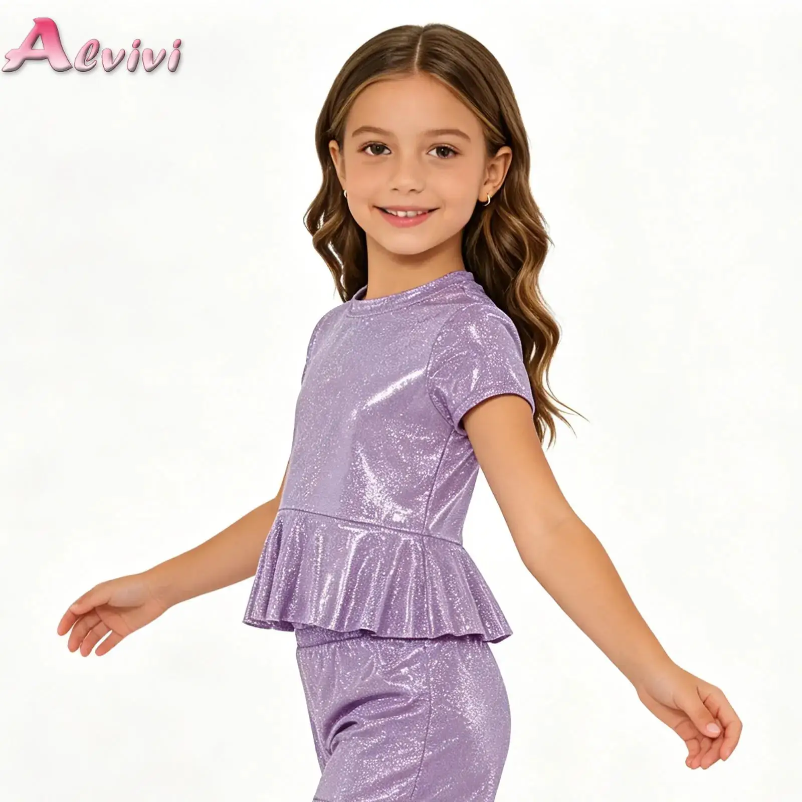 2Pcs/Set Girls Tracksuit Jazz Dance Performance Outfit Sleeveless Crop Top+Shorts Outfits for Hip-hop Cheerleading Dance Stage