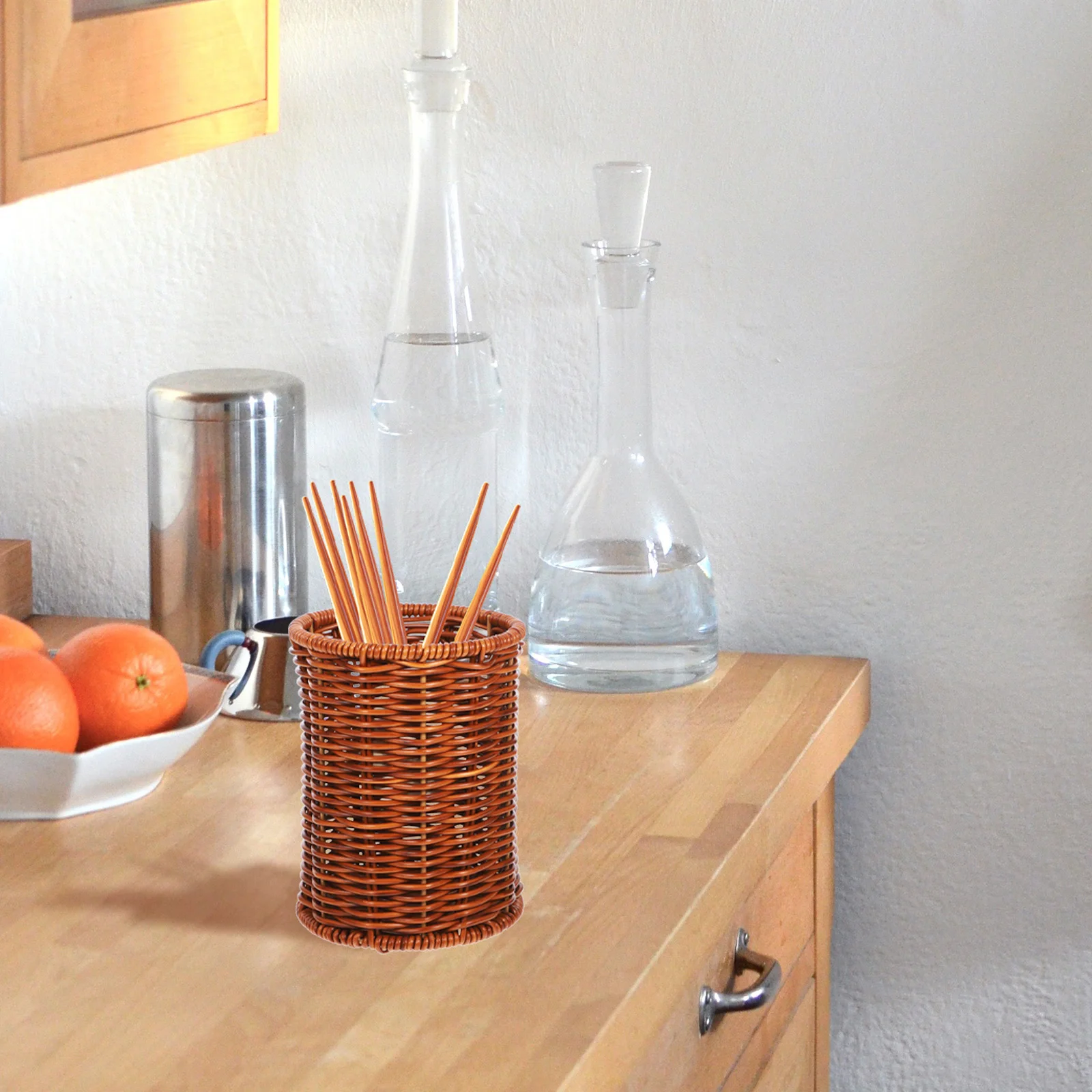 

Woven Chopstick Holder Kitchen Utensils Storage ganizer Small Basket Generous Capacity Easy to Clean Rustic Style