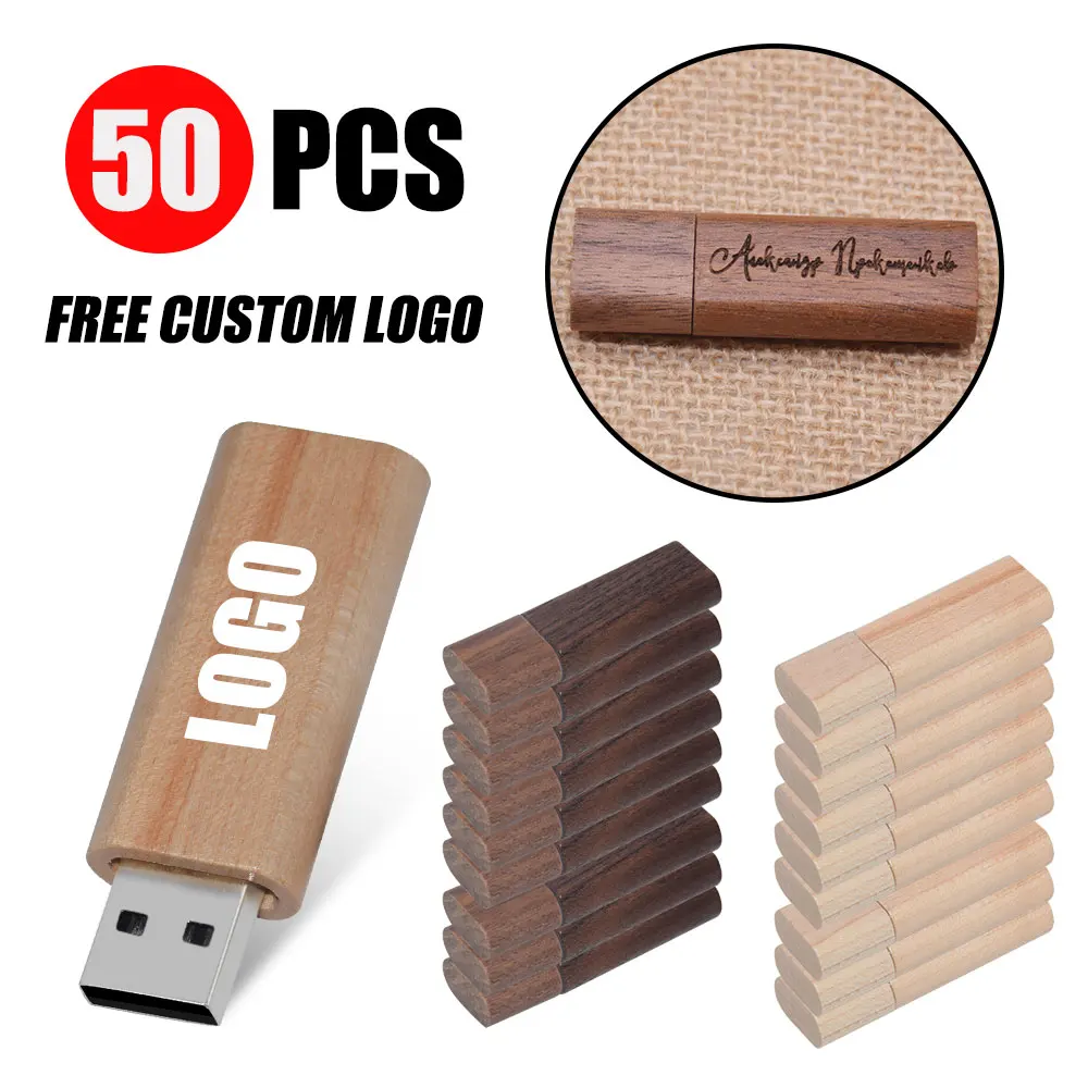 50pcs/lot Bamboo Wooden USB 2.0 Flash Drive Pendrive 4GB 8GB 16GB 32GB 64GB USB Creative Thumb Drive photography business Gift