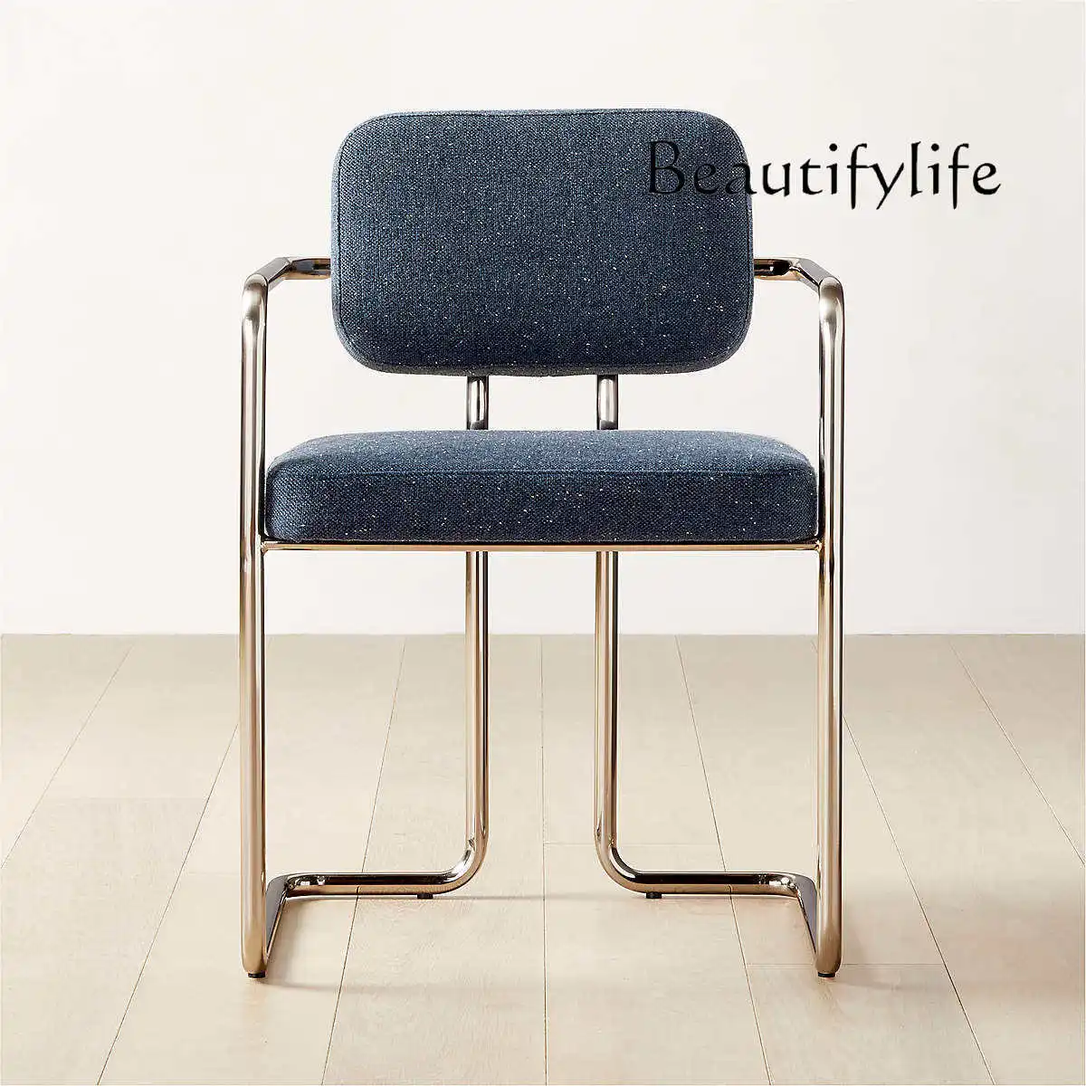 

Design Living Room Chair, Minimalist Style, Stainless Steel Frame, Linen Material, Customizable Color, Dining Chair