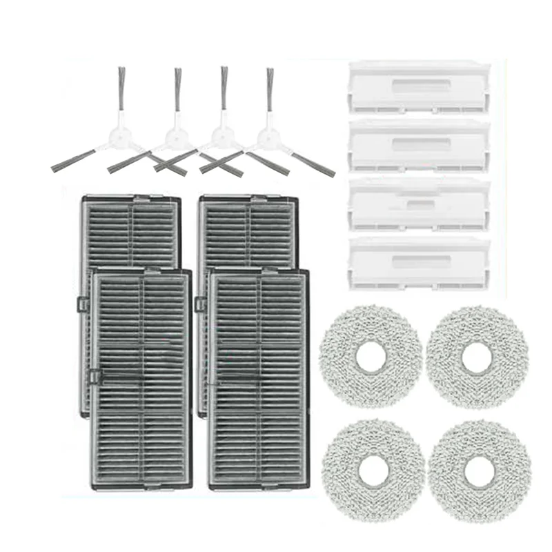 ABVI-For Xiaomi For H40 Sweeping Machine Accessory Replacement Parts- Side Brush, Mop, Filter& Dust Bag(16 Pcs)