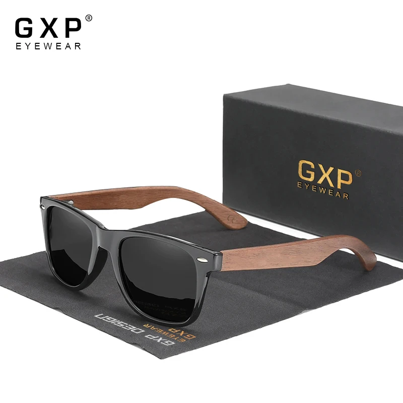 Gxp retro holz sonnenbrille männer frauen polarisiert Anti-UV400 mode brille hochwertige walnuss fahren sonnenschutz brille