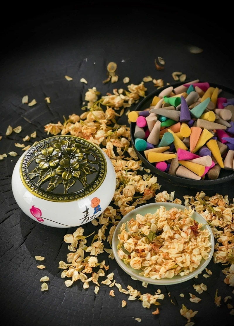 Mixed Natural Reflux Tower Incense Cone Rose Lavender Aromatherapy for Smoke Odor Remover Anxiety Relief Meditation Fragrance image 2