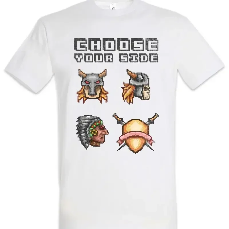 Choose Your Side T Shirt Gamer Gaming Pixel Retro Arcade 8 16 Bit Geek Nerd