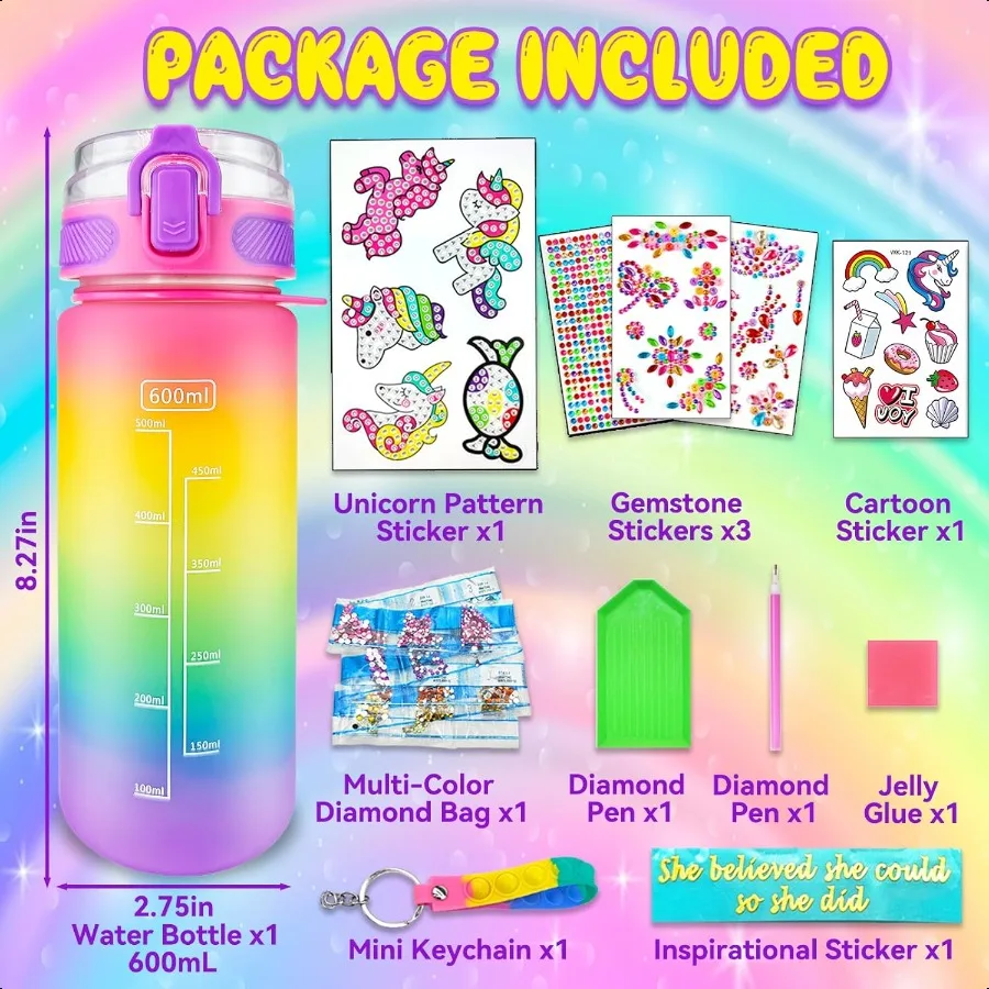 Decorar sus propios kits de botellas de agua para niñas de 46810 años, pintura artesanal, artes y manualidades divertidas, regalos, juguetes para niñas, cumpleaños, Chris