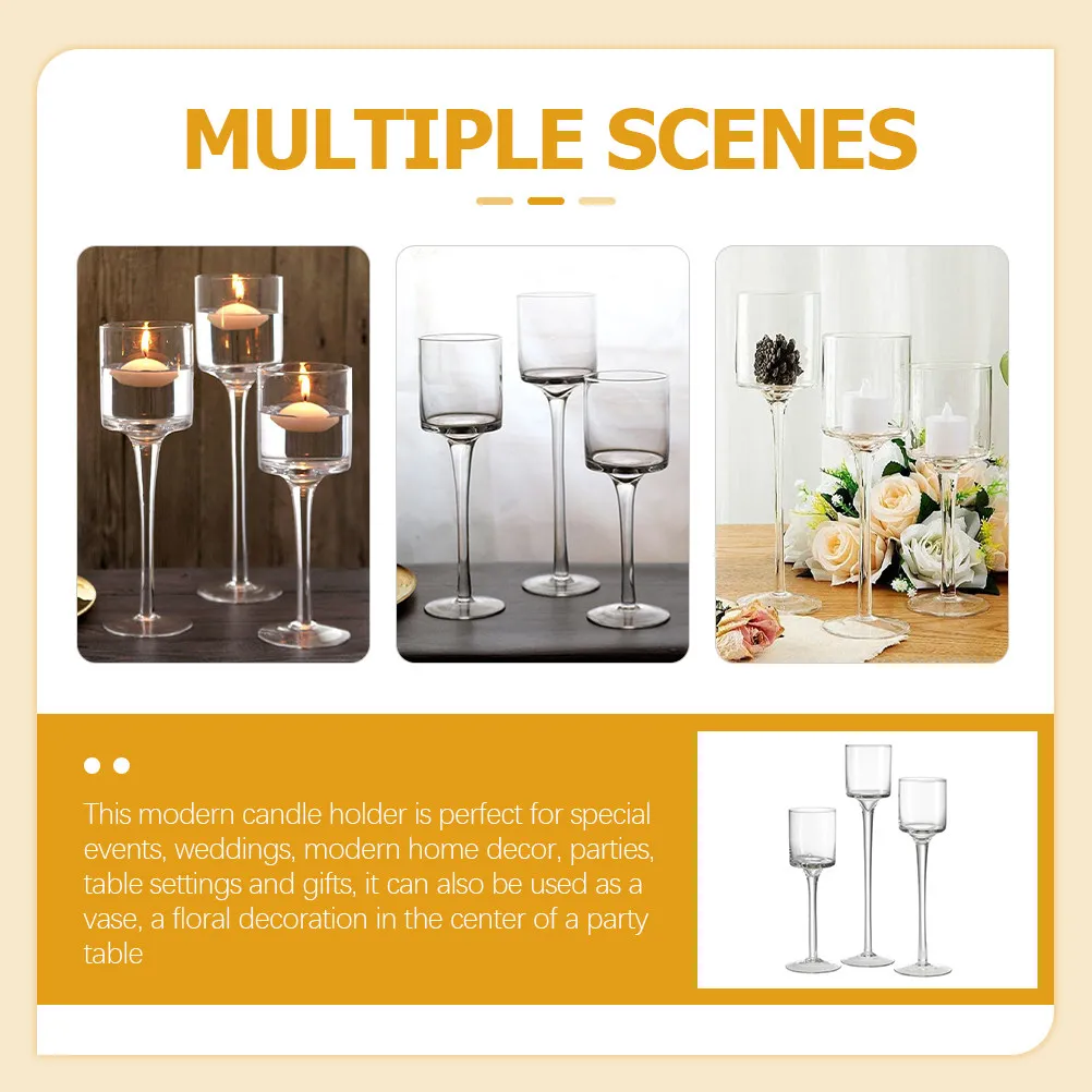 

1Set Stylish Glass Holders for Anniversary Birthday Christmas Decor Holders for Table Centerpiece Wedding Events
