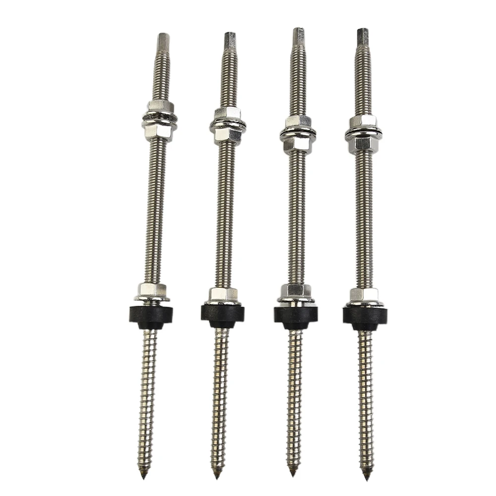 Brackets Pole Screws for sliver for solar Screw Roof Fixture Sheet Metal +stainless Steel 4 Sets for aluminium Alloy Brackets
