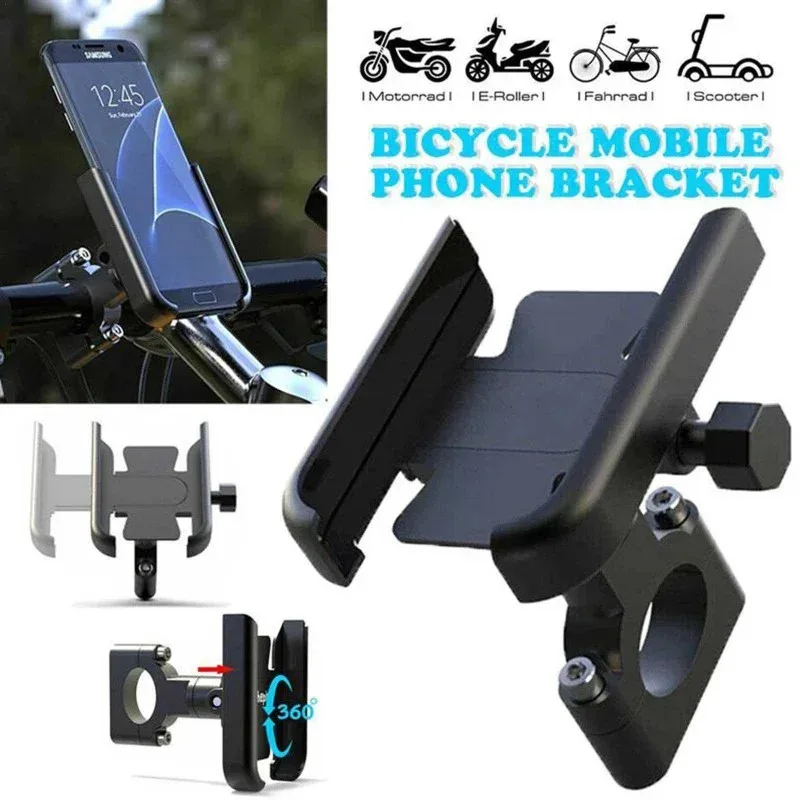 

Motorcycle Aluminum Alloy Rearview Mirror 360 Rotatable Phone Holder