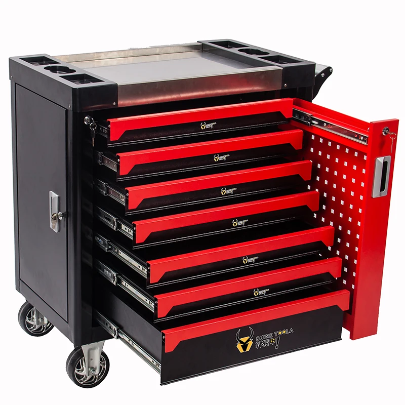 

404-Piece Heavy-Duty Portable Thick Drawer Tool Truck 7 Drawers with Pulley Vehicle Equipment
