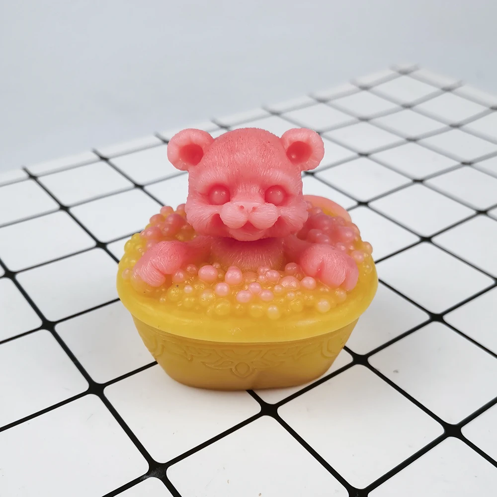 

PRZY 3D Cute Clay Resin Bubble Bath Bear Mold Silicone Baby Bear Taking A Bath Mold Fondant Mould Mousse Cake Molds