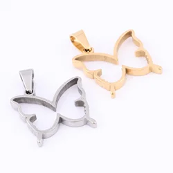 10pcs Stainless Steel Gold Plated Open Bezel Butterfly Charms Diy Pendant Frame Blanks For Resin Jewelry Making Supplies