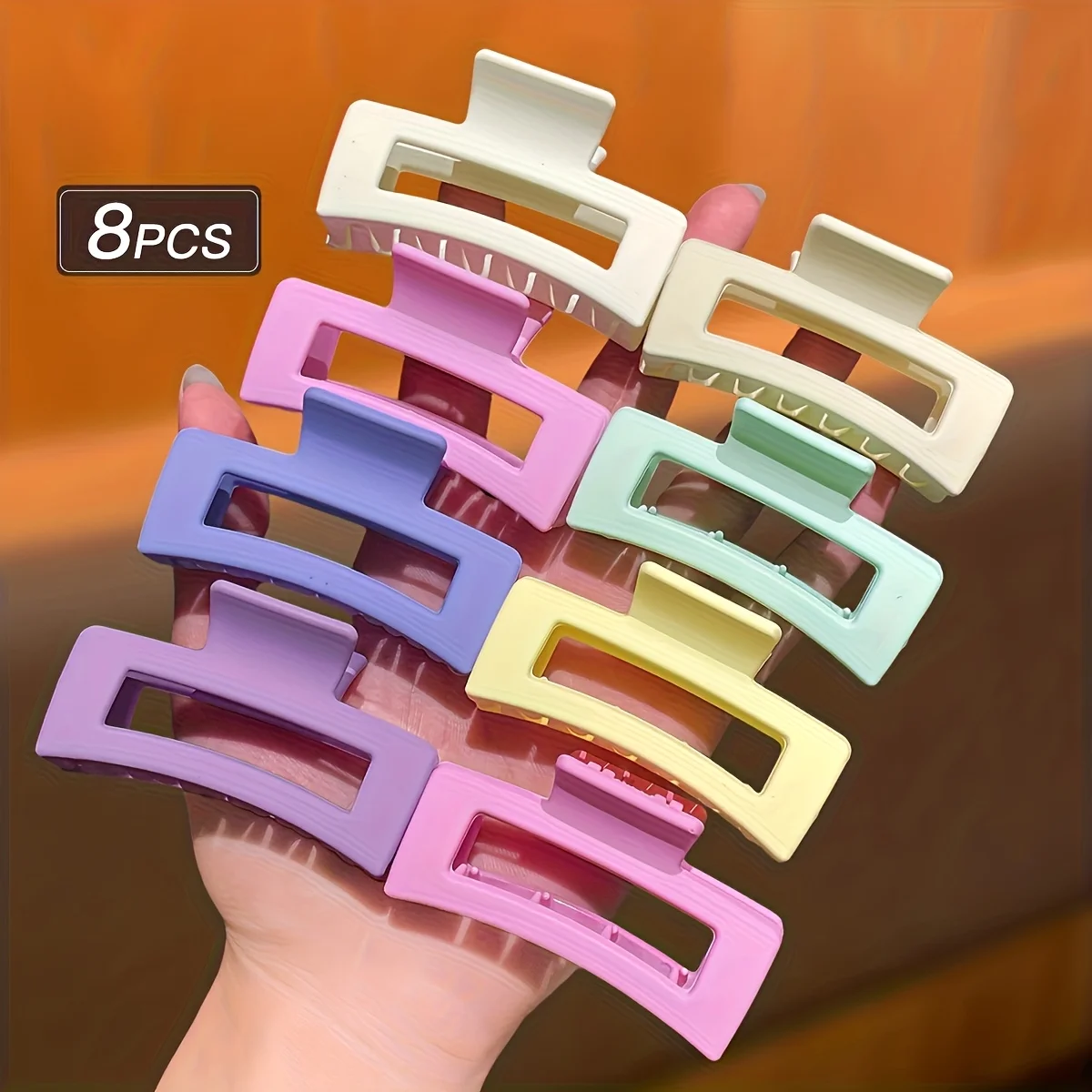 8 Rainbow Cube-Shaped Hollow Hair Clips, Approximately 2.56inch in Length, Available in Various Colors, Cute and Stylish, Easy to Use, Multifunctional Square Hair Clips, Suitable for Commuting, Suitable for Daily and Party Use, Sweet Style Hair Clips