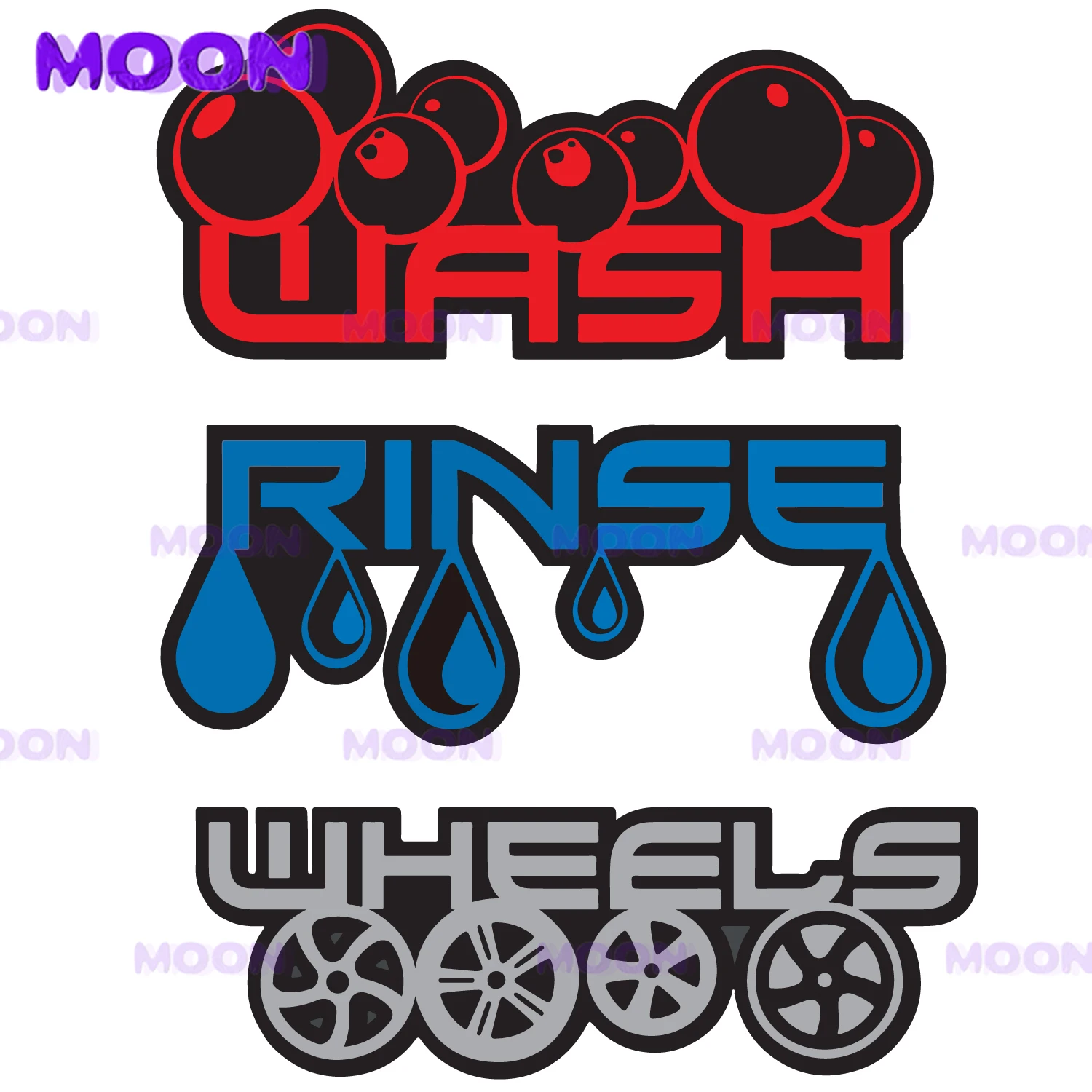Personality Car Detailing Wash Rinse & Wheels Vinyl Bucket Stickers Valeting Cleaning Cover Scratches Waterproof Decals Stickers